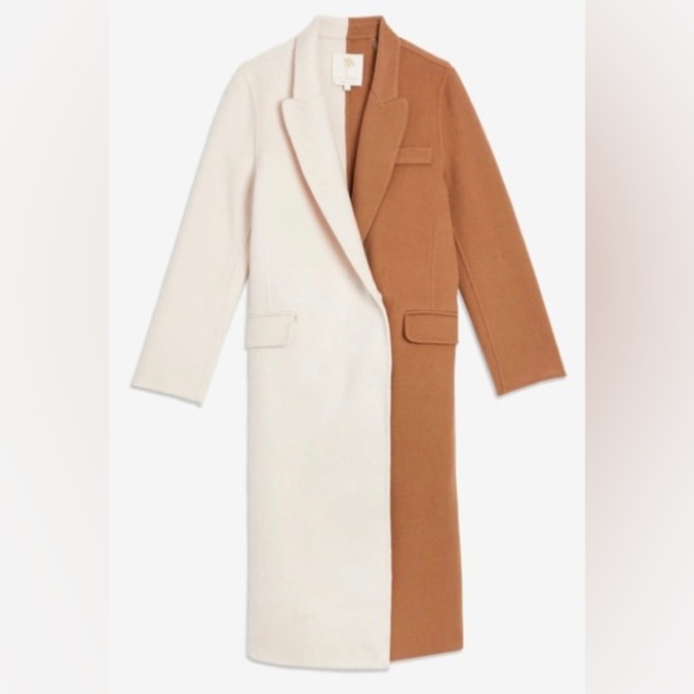 NWOT from The Westside LA- Gorgeous Cream/Tan Double Breasted Colorblock Coat